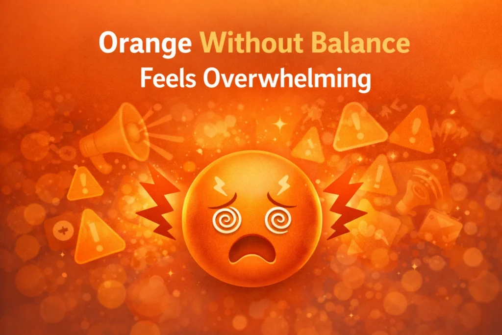 Orange without balance feels overwhelming in branding and logo design when used without contrast or restraint