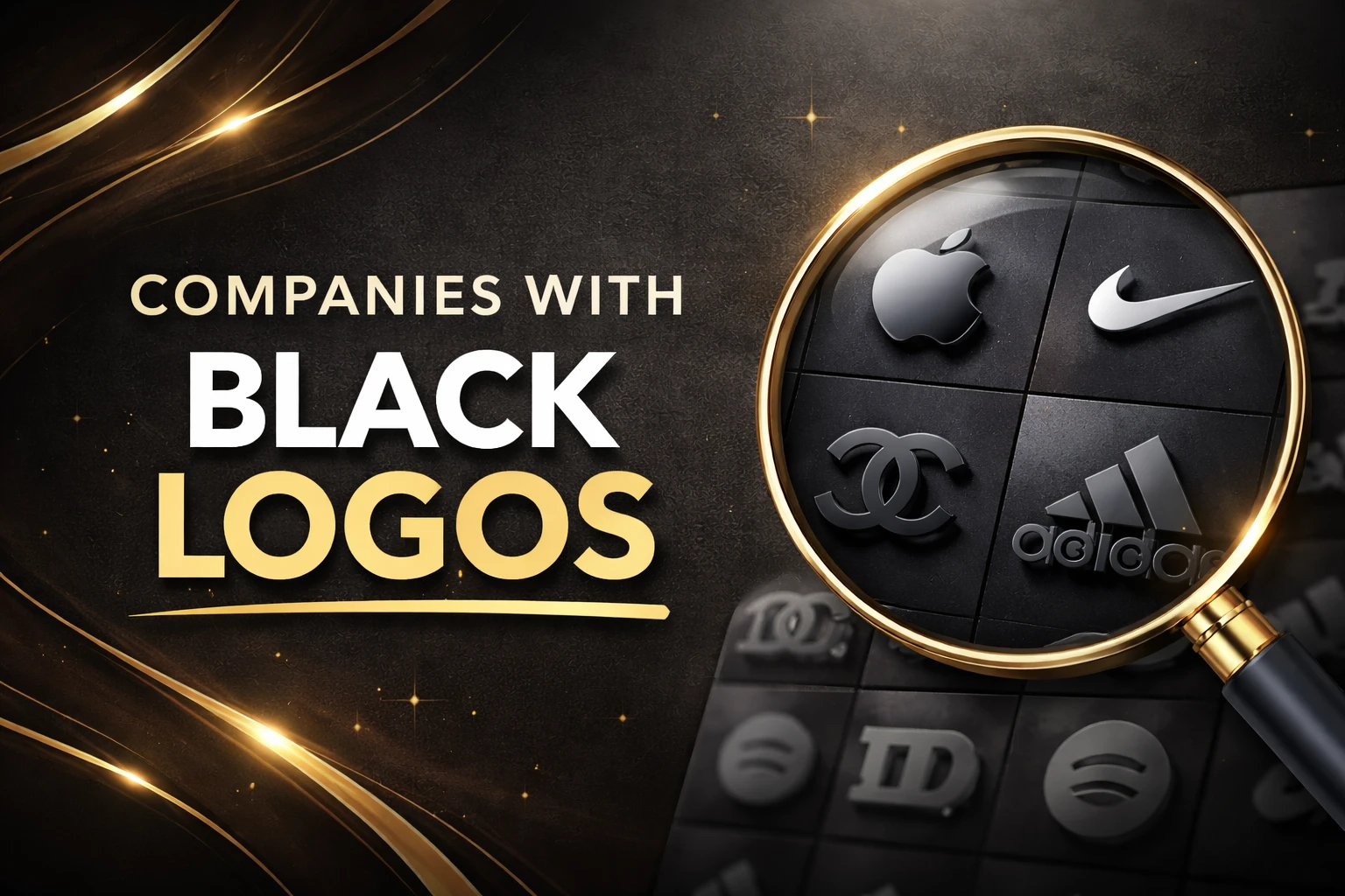 Companies with black logos across different industries and branding styles