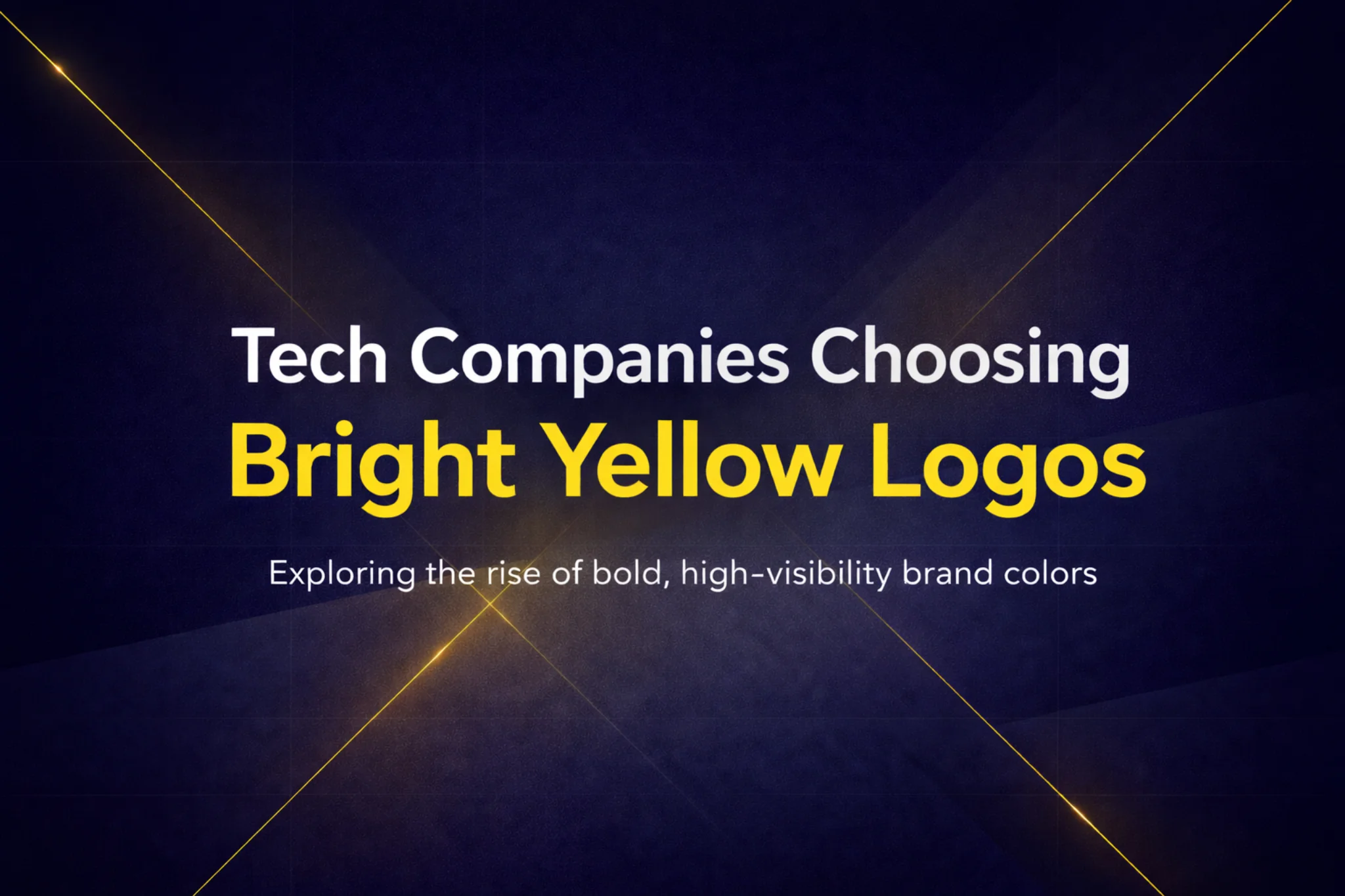 Tech company with bright yellow logo concept showing bold yellow branding against a dark background