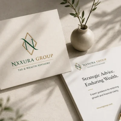 Financial and tax services branding case study showcasing premium visual identity design and brand applications
