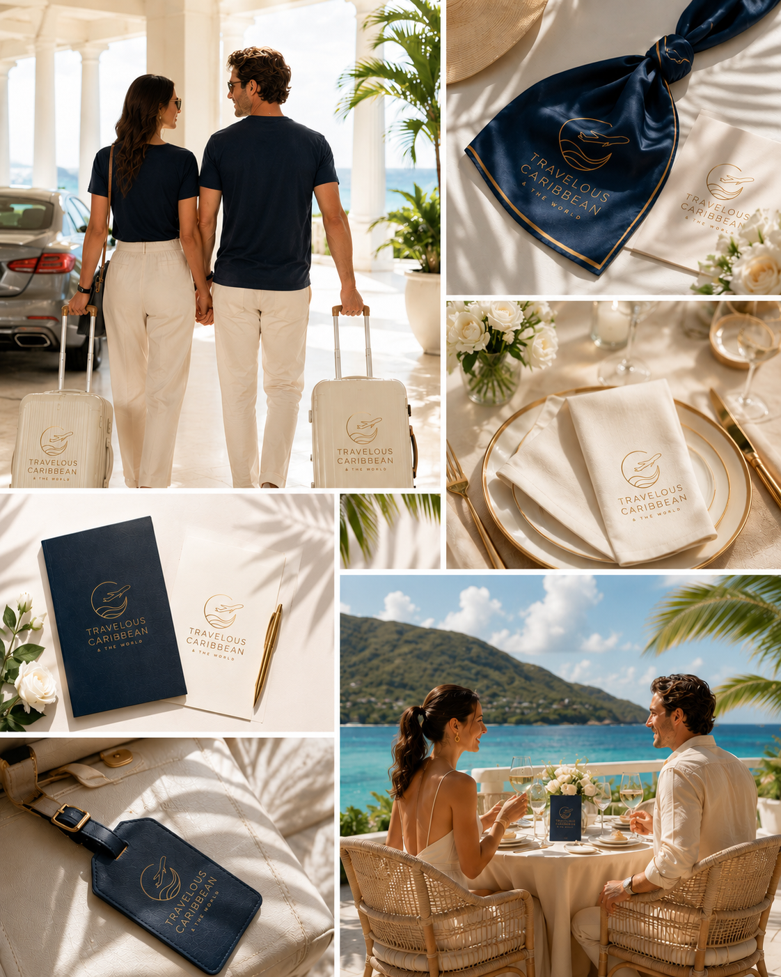 Travelous Caribbean Luxury Travel Branding Luggage Tag Mockup Luxury travel branding luggage tag mockup for Travelous Caribbean premium travel identity