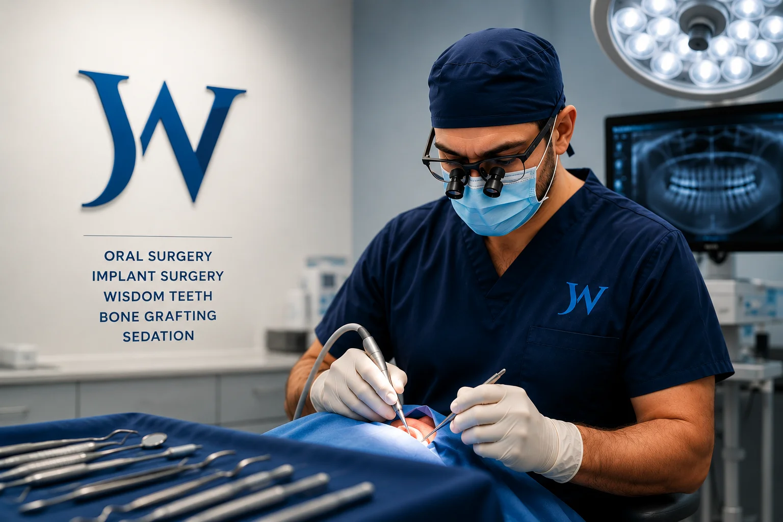 Custom initials logo and minimal identity designed for professional dental practice branding