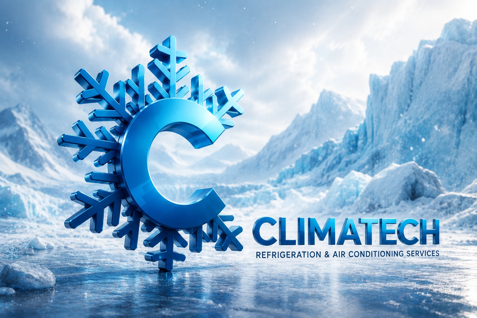 Letter C logo design for HVAC company featuring refrigeration and air conditioning branding