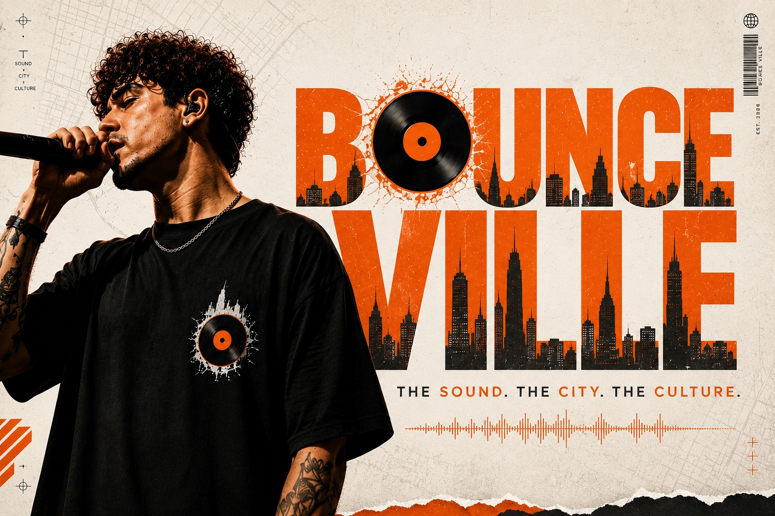Wordmark logo design for urban music brand with music culture inspired visual identity